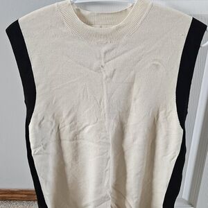 Cream and Black Sleeveless Sweater